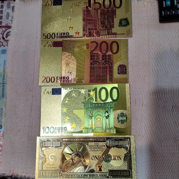 Bancnotă metalică 1.000.000$, amuletă pentru activarea abundenței, polimer de calitate auriu 15 cm