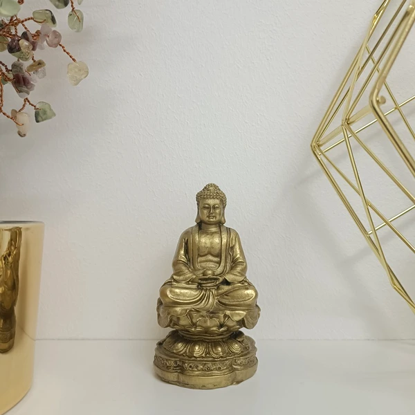 Buddha medicinei, obiect feng shui protectie de boli fizice si emotionale, statueta auriu 10 cm