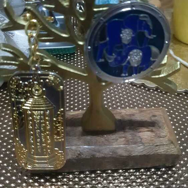 Breloc protectie accidente rinocer si elefant, amuleta contra furturilor si infidelitatii, metal de calitate, albastru
