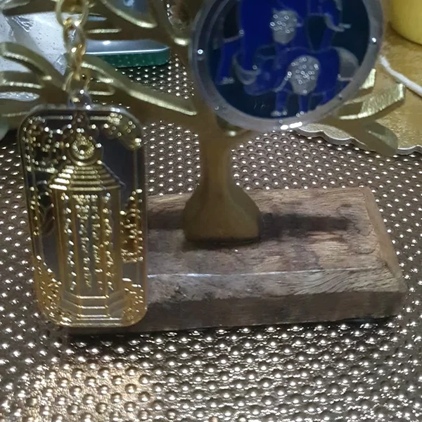 Breloc Șutra inimii, amuletă feng shui de protecție împotriva ghinionului și pierderii bogăției, metal solid auriu 13 cm