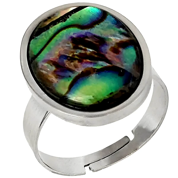 Inel Mother of Pearl, piatra calmării sufletului, nacru oval si rotund reglabil