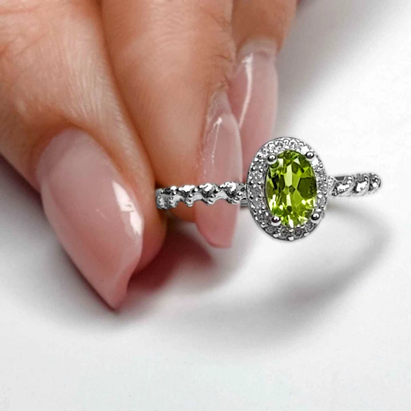 Inel piatra Peridot, piatra energiei, argint 925 ajustabil verde