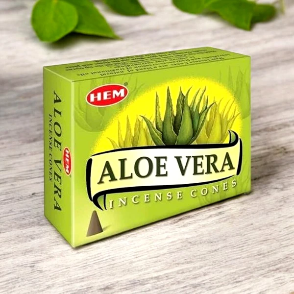 Conuri parfumate Aloe Vera, gama HEM profesional, 10 conuri (25g) aromaterapie suport metalic inclus