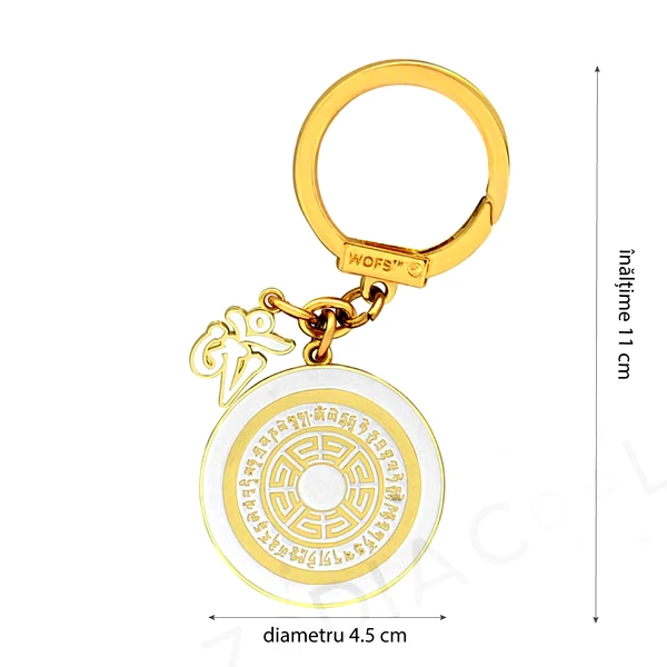 Breloc Om Dakini, amuleta feng shui de intarire spirituala si indeplinirea dorintelor, metal, auriu
