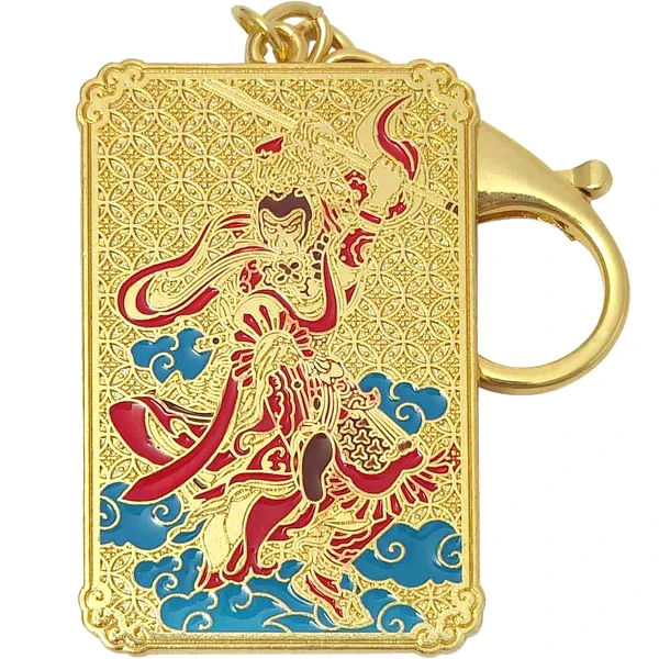 Amuleta cariera cu Regele Maimuta, breloc feng shui 2022, pentru intelepciune si stimularea intelectului, metal de calitate auriu