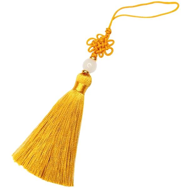 Nod mistic auriu cu bila alba, amuleta pentru noroc si dragoste, 13 cm