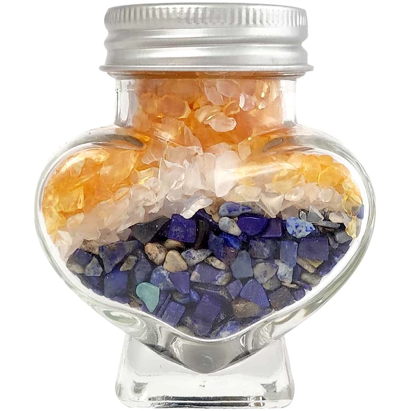 Pietre semipretioase Citrin, Cristal de Stanca si Lapis Lazului, borcan in forma de inima, 245 g