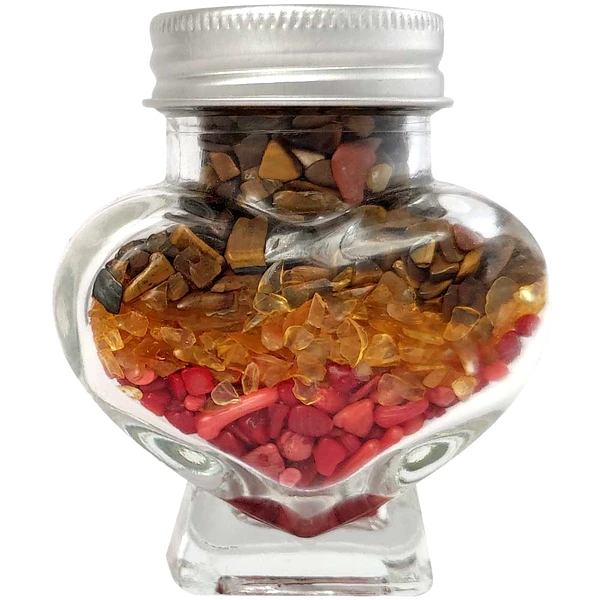 Pietre semipretioase Citrin, Coral si Ochi de Tigru, borcan in forma de inima, 245 g