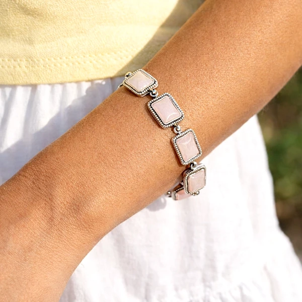 Bratara 6 pietre alb roziu