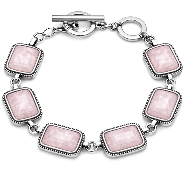 Bratara 6 pietre alb roziu