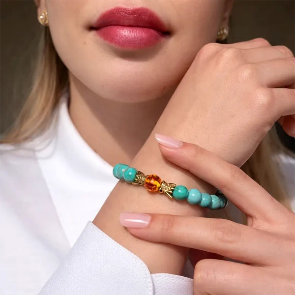 Bratara dragoni norocosi cu perla nemuririi si piatra turcoaz