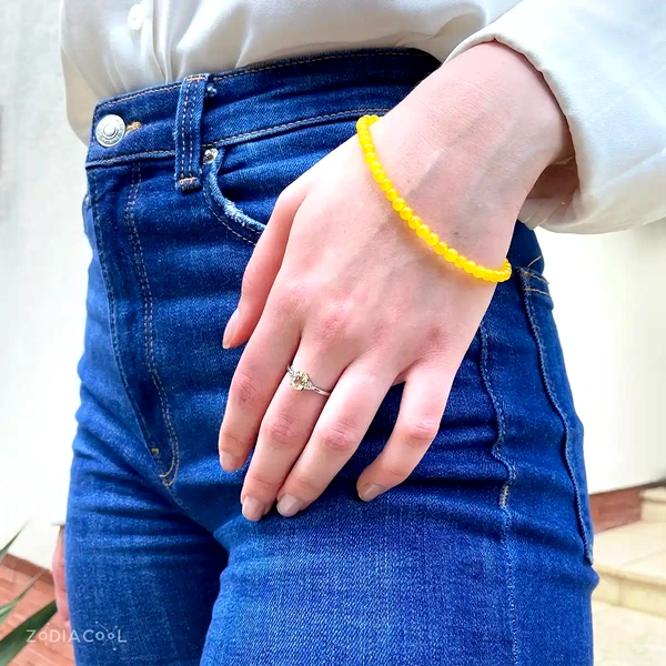 Bratara citrin, pietre semipretioase pentru creativitate si noroc la bani, cca 37 pietricele mici de 4 mm galben