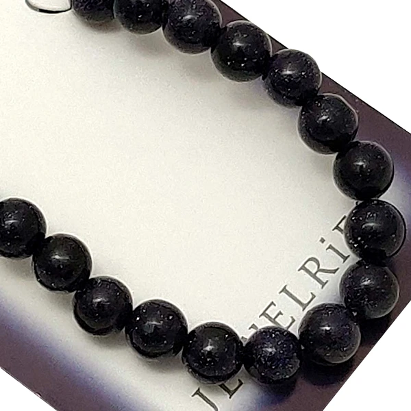 Set bratara Piatra Lunii cu felicitare personalizata, pietre sacre aducatoare de noroc, elastica negru