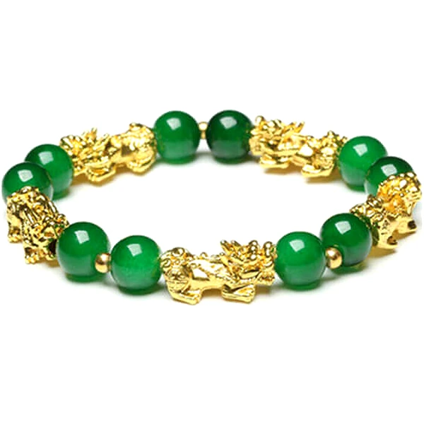 Bratara Pi Xiu si jad verde, piatra protectie, femei barbati, elastica