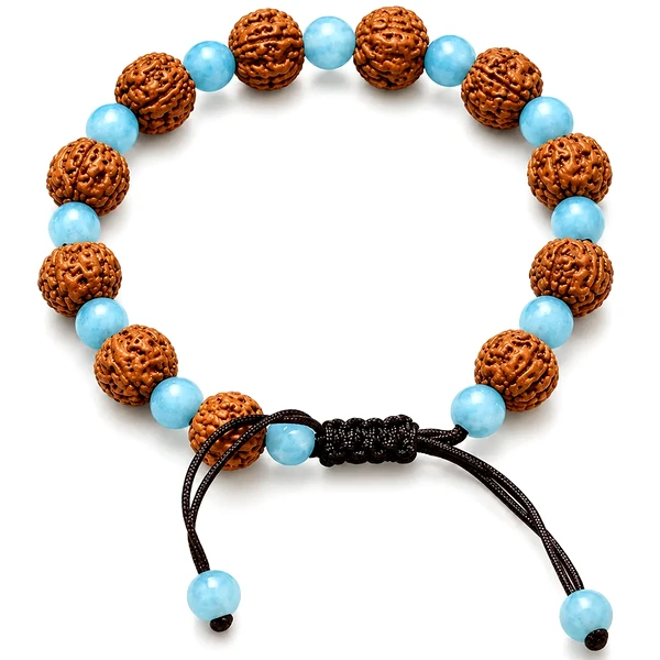 Bratara snur Rudraksha Amazonit