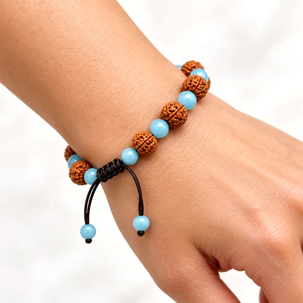 Bratara snur Rudraksha Amazonit