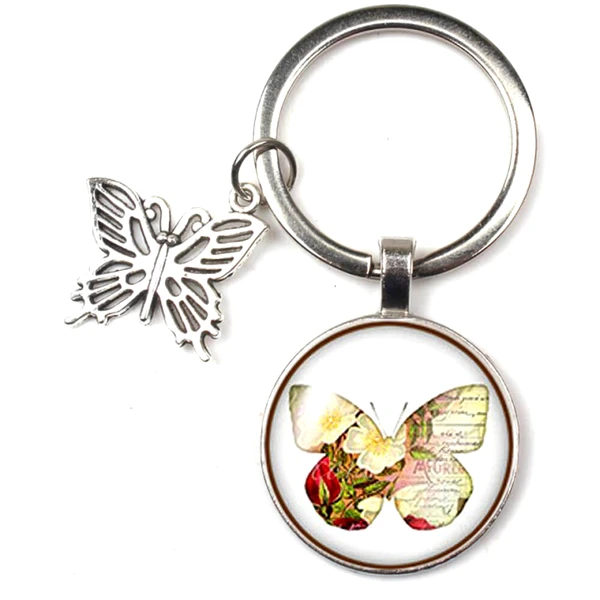 Breloc Fluture, amuletă feng shui pentru dragoste și libertate, metal solid argintiu 5 cm