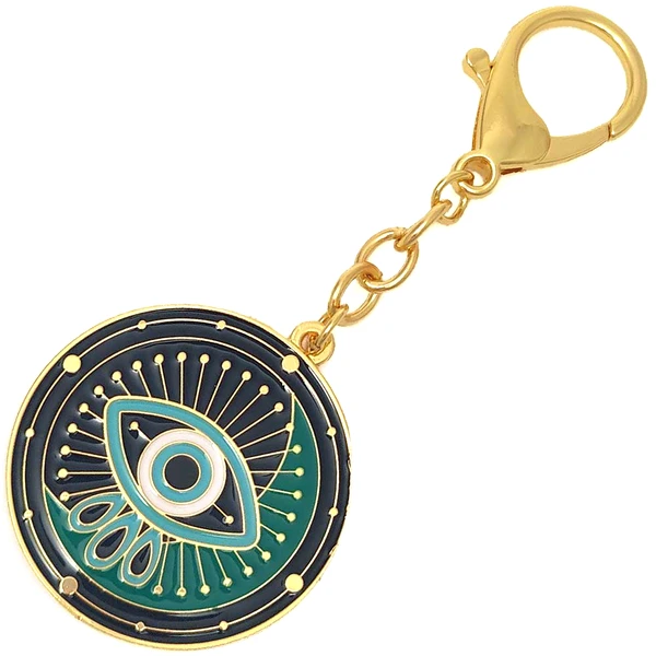 Breloc Ochi magic norocos, amuletă feng shui pentru protecție de invidii și gelozie, metal de calitate albastru 11 cm