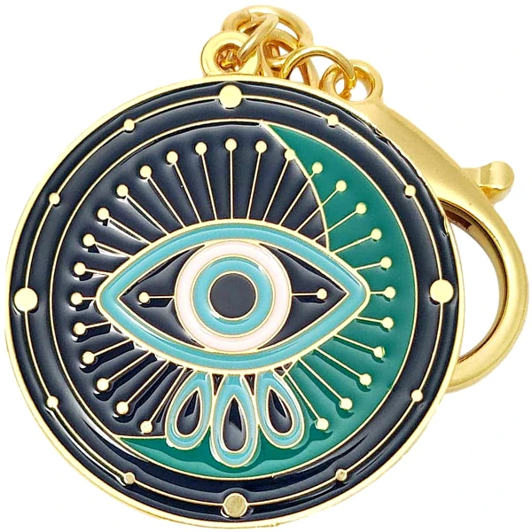 Breloc Ochi magic norocos, amuletă feng shui pentru protecție de invidii și gelozie, metal de calitate albastru 11 cm