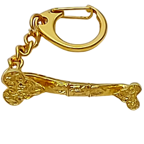 Breloc amuleta cariera cu Ru YI sceptrul puterii pentru autoritate si functii de conducere, metal auriu 95 mm