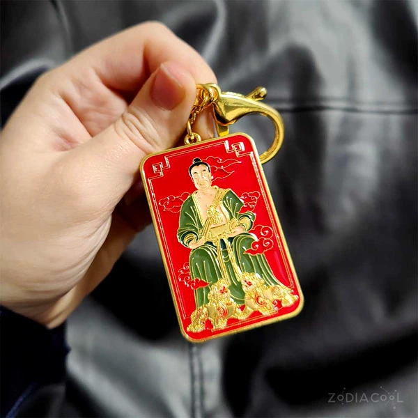 Tai Sui breloc, amuleta de protecție și bunăstare materială, metal solid roșu
