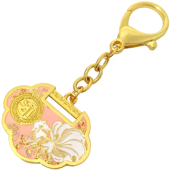 Breloc Vulpea cu nouă cozi, amuleta atragere dragoste, diverse modele metal auriu roz 10 cm