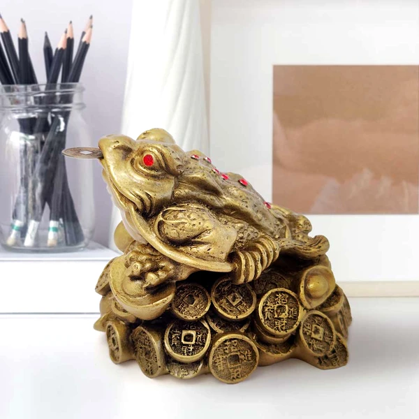 Broasca Feng Shui mare, amuleta banilor cu monede chinezesti, 13 cm