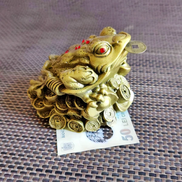 Broasca Feng Shui mare, amuleta banilor cu monede chinezesti, 13 cm