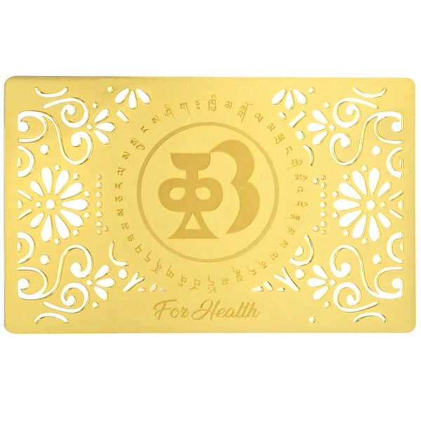 Card feng shui sanatate, amuleta cu mantre de protectie si vindecare, metal, auriu