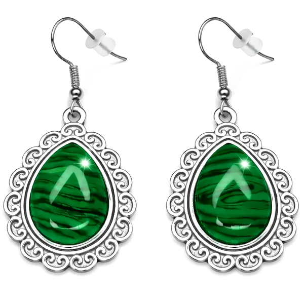 Cercei piatra Malachit