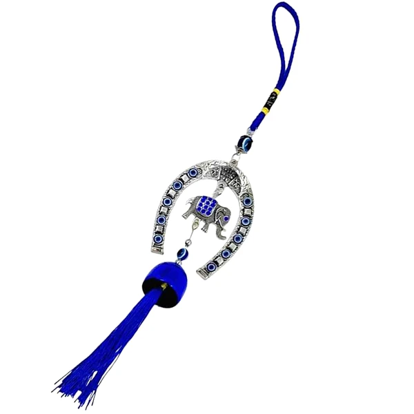 Clopoței de vânt potcoavă cu elefant și ochi protector, pentru protecția locuinței, talisman aducător de noroc