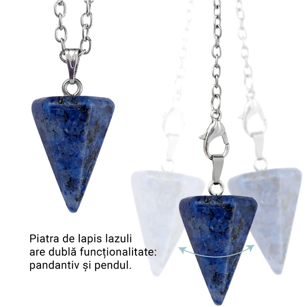 Pendul Lapis Lazuli, cu dublă funcționalitate de colier