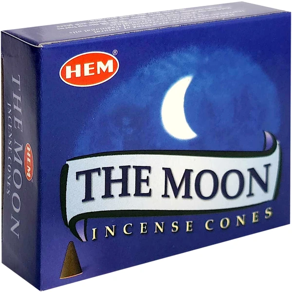 Conuri parfumate Luna, gama profesional HEM precios The Moon, 10 conuri (25g) aromaterapie cu suport metalic inclus, aroma lemnoasă