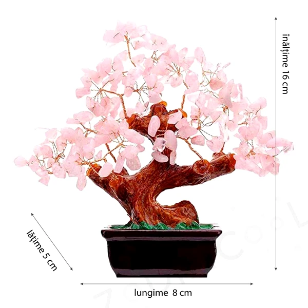 Copacei decorativi cuart roz, piatra dragoste si casatorie, ghiveci 16 cm