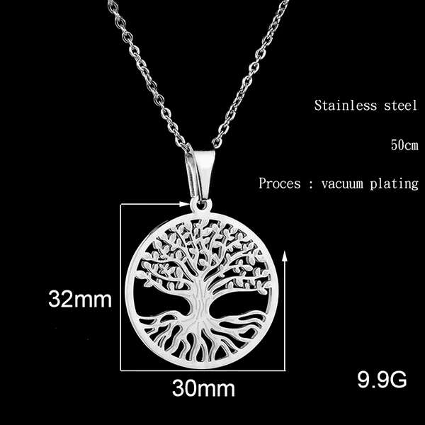Copacul Vieții pandantiv cu lănțisor argintiu, amuletă pentru dezvoltare, 3 cm
