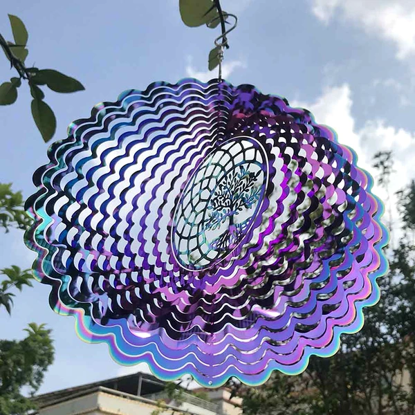 Morișca orga de vânt metal 3D copacul vieții, 360 grade, diametru 25 cm