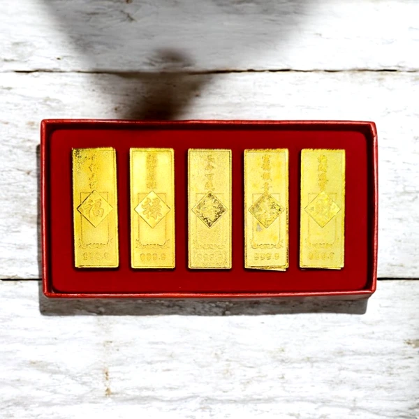 Lingouri cu mantre de bogatie, amuleta feng shui pentru bani, metal auriu