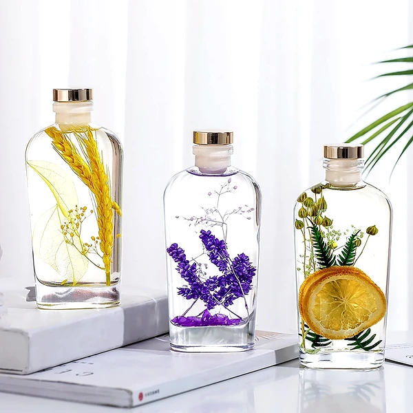 Difuzor bețișoare aromaterapie Portocală, sticlă decorativă flori, citrice 175 ml, portocaliu