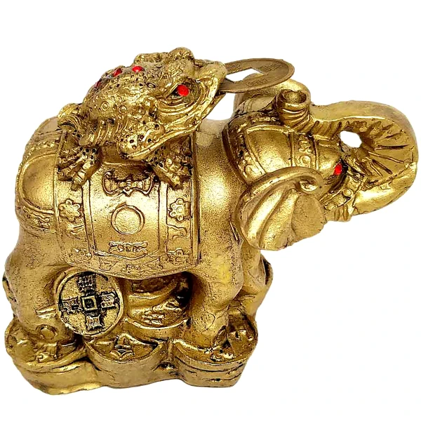 Elefant cu broasca in spate, remediu pentru bani, statueta mare 9 cm