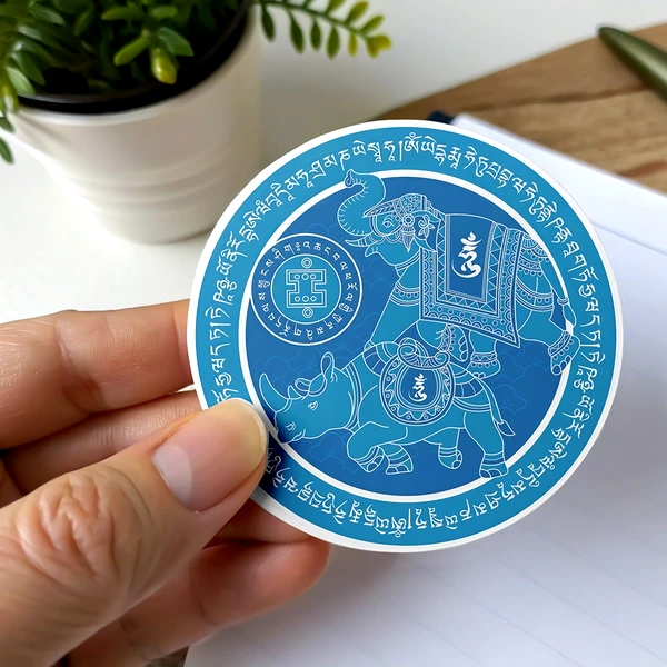 Sticker Elefant si Rinocer albastri 2026