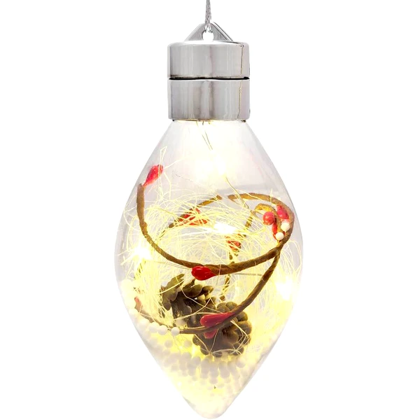 Craciun bec Glob led cu lumina si Conuri de Brad, 13 cm