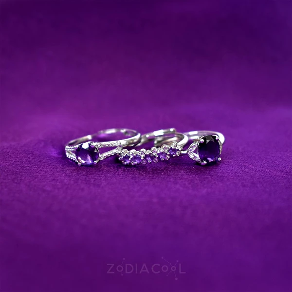 Inel Ametist, piatra fericirii 8 mm oval mov ajustabil