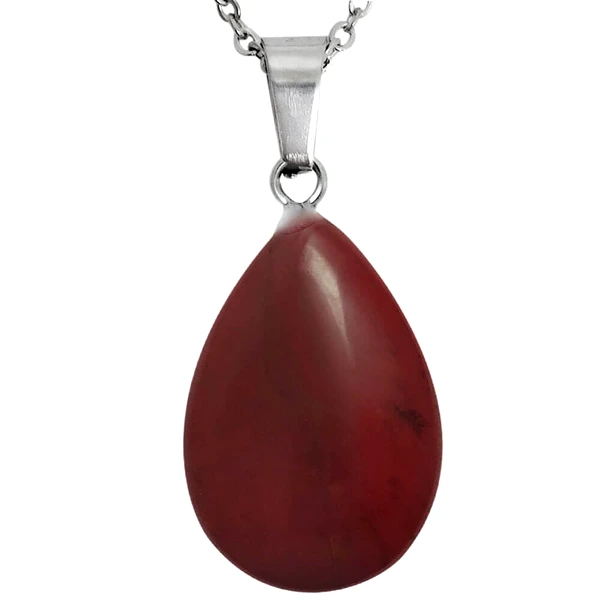 Pandantiv Jasp, piatră pentru vindecare și încredere, cristal natural în formă de picătură roșu 30 cm 