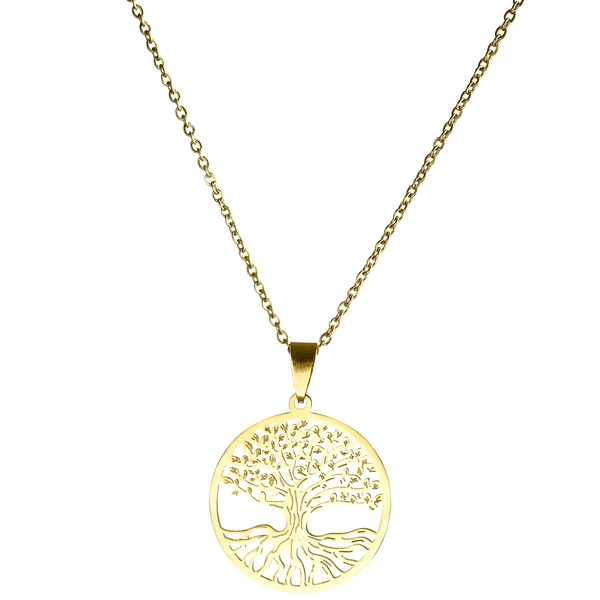 Copacul Vieții pandantiv cu lănțisor auriu, amuletă pentru dezvoltare și exprimarea sentimentelor, 30 mm