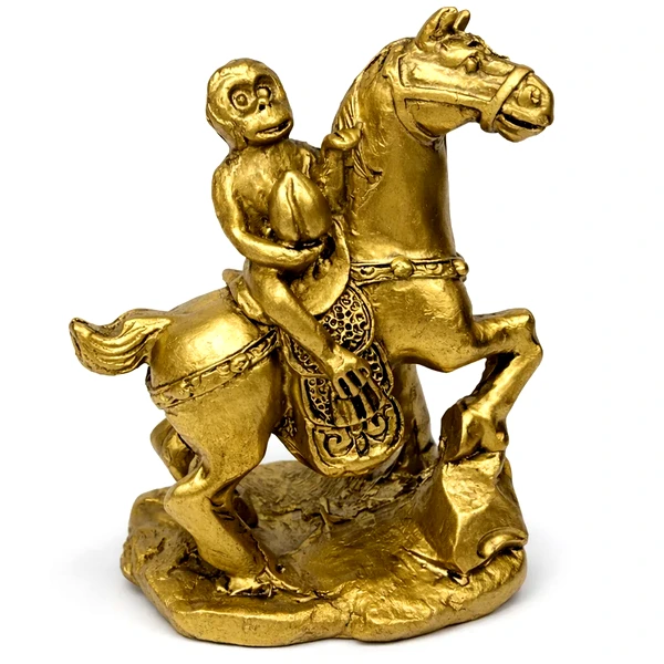 Maimuta pe cal cu piersica