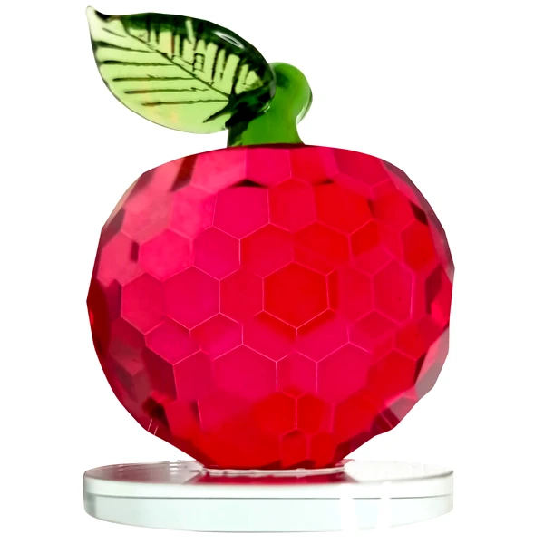 Mar cristal fatetat, obiect Feng Shui mar rosu din sticla pentru armonie, liniste si blocarea ostilitatilor, suport transparent 6 cm rosu