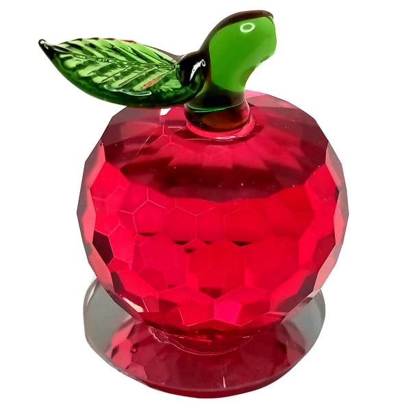 Mar din cristal fatetat, obiect Feng Shui mar rosu din sticla pentru armonie, liniste si blocarea ostilitatilor, suport transparent 6 cm rosu