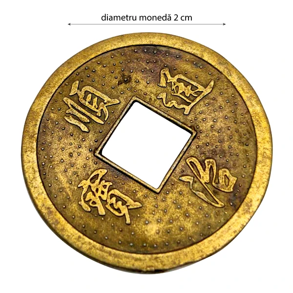 Monede chinezesti, amulete feng shui pentru bogatie, metal auriu vintage 19 mm