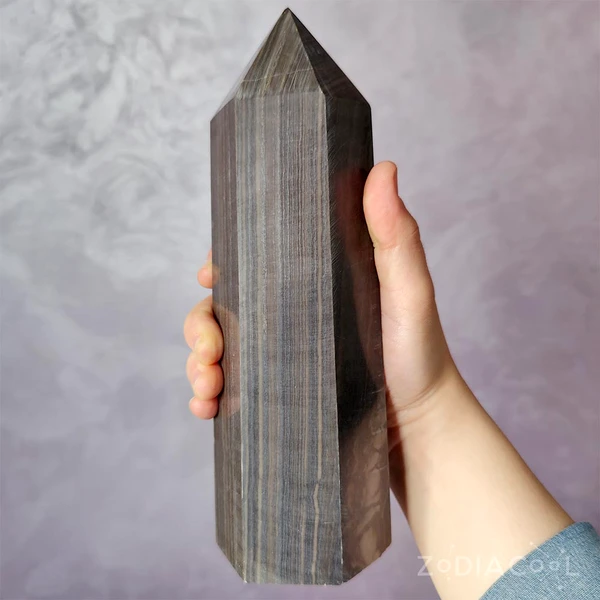 Obelisc cristal Shungite, piatra 1.5 kg turn decor 20cm negru 