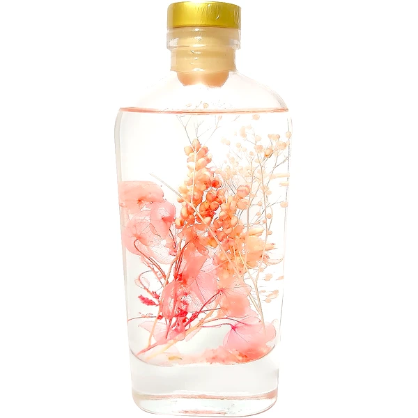 Odorizant cameră aromaterapie Hilton, sticlă cu flori decor, aromă revigorantă 175 ml, roz